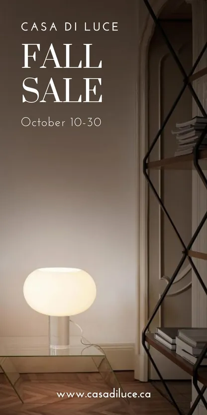 Casa Di Luce fall sale email with a glowing table lamp